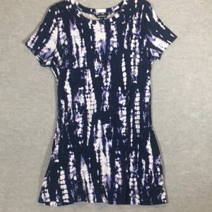 ELLEN TRACY “Mood Indigo Tie Dye” Pima Cotton & Spandex Stretch Knit Dress/Tunic